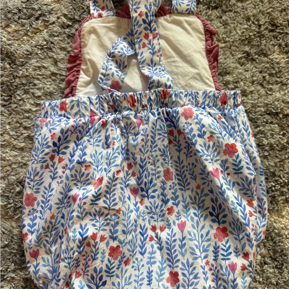 Floral Blue and Red Kids One Piece